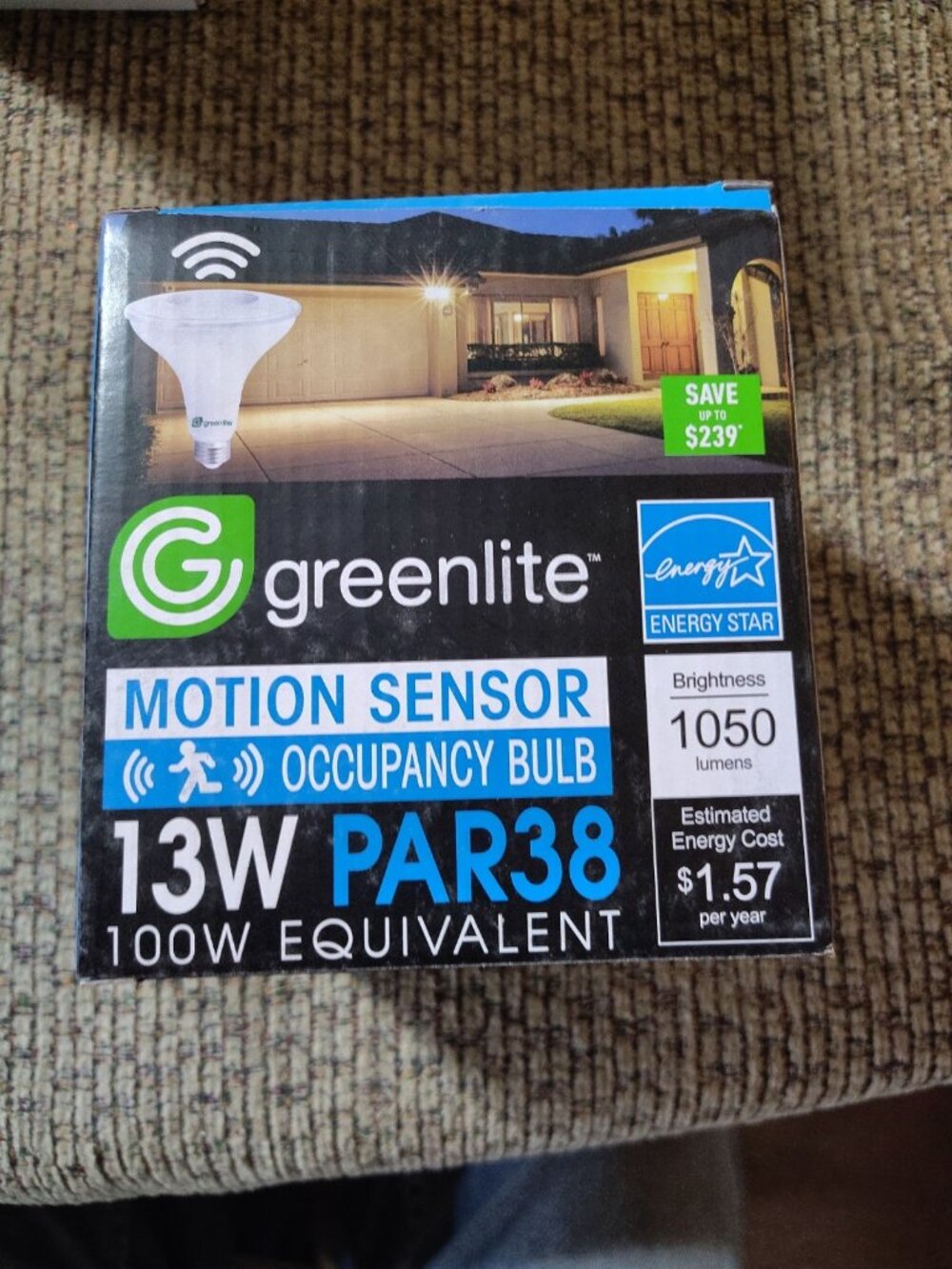 Greenlite Motion Sensor Occupancy Bulb LED 13 Watt 3000K Weatherproof Indoor/Out